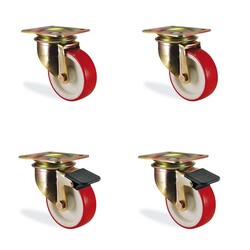 Kama - Kama 4'lü Poliüretan Döner Frenli Teker - 55 mm Çap