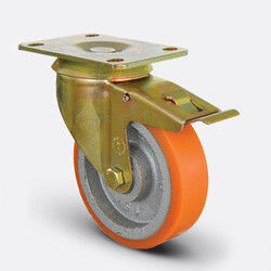 Emes - Emes Döküm Poliüretan Frenli Tekerlek - 80 mm Çap