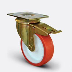 Emes - Emes Rulmanlı Poliüretan Frenli Tekerlek - 100 mm Çap